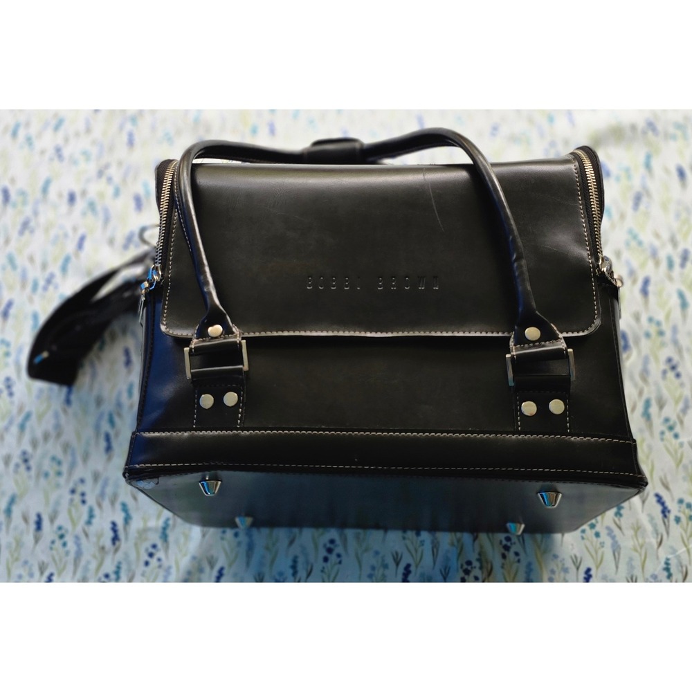 Bobbi‎ Brown Professional Makeup Train Case Black Faux Leather Organizer Bag